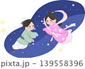 織姫と彦星のかわいい七夕カットイラスト ベクター素材 139558396