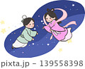 織姫と彦星のかわいい七夕カットイラスト ベクター素材 139558398