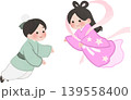 織姫と彦星のかわいい七夕カットイラスト ベクター素材 139558400