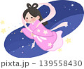 織姫のかわいい七夕カットイラスト ベクター素材 139558430