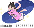 織姫のかわいい七夕カットイラスト 主線ありベクター素材 139558433