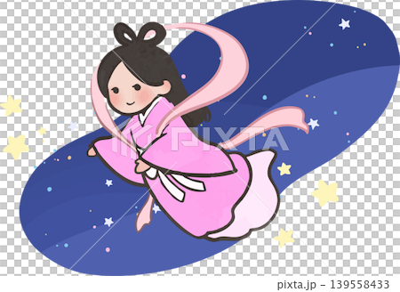 Cute Tanabata illustration of Orihime (with outlines, vector format) Cute Tanabata illustration of Orihime (with outlines, vector format) 139558433