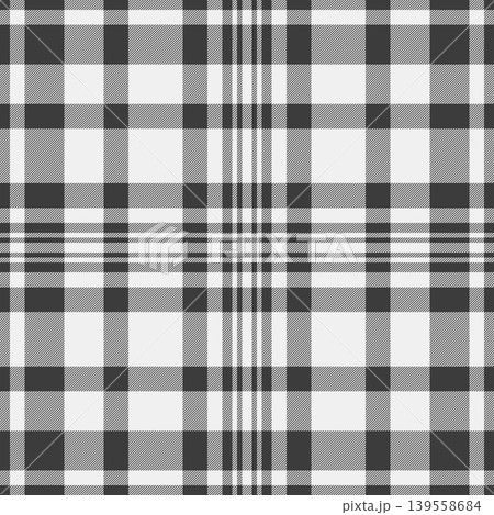 Detailed background tartan check, shirt textile plaid seamless. Flowing fabric texture vector pattern in grey and white colors. 139558684