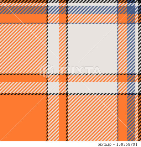 Card textile seamless texture, furniture fabric plaid check. Collage background pattern tartan vector in white and orange peel colors. 139558701