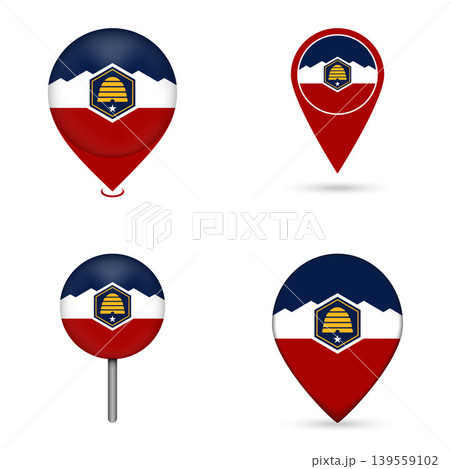 Utah State Flag Map Pin Icons Set Collection Utah State Flag Map Pin Icons Set Collection 139559102