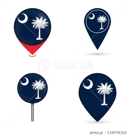 South Carolina State Flag Map Pin Icons Set Collection South Carolina State Flag Map Pin Icons Set Collection 139559103