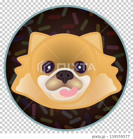 圓形背景上的博美犬臉部插圖 圓形背景上的博美犬臉部插圖 139559577