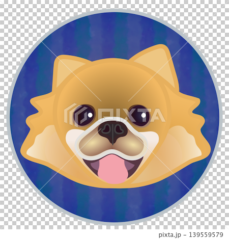 圓形背景上的博美犬臉部插圖 圓形背景上的博美犬臉部插圖 139559579