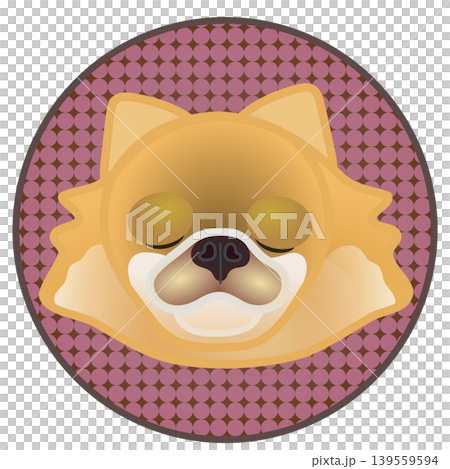 圓形背景上的博美犬臉部插圖 139559594
