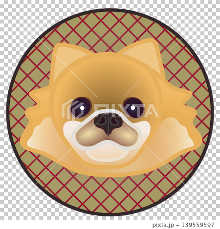 圓形背景上的博美犬臉部插圖 139559597