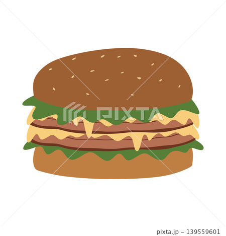 Delicious burger with cheese and fresh ingredients Delicious burger with cheese and fresh ingredients 139559601