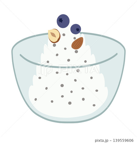 Healthy tapioca pudding with blueberries, nuts 139559606