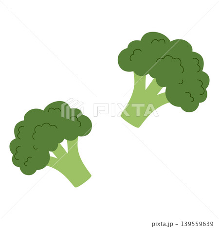 Two broccoli florets representing healthy eating nutrition 139559639