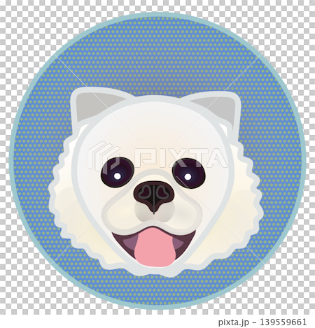 圓形背景上的博美犬臉部插圖 139559661