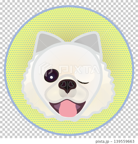 圓形背景上的博美犬臉部插圖 139559663