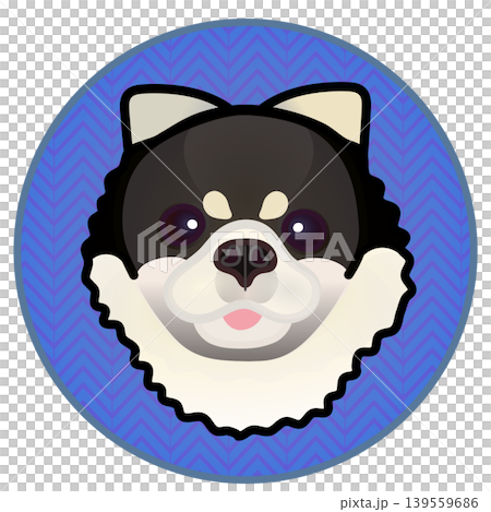圓形背景上的博美犬臉部插圖 139559686