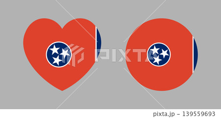 Flag of the state of Tennessee banner. Set of round, heart flag badge. Tennessee flag button, background. Fag circle, heart icon, sticker. Flag of the state of Tennessee banner. Set of round, heart flag badge. Tennessee flag button, background. Fag circle, heart icon, sticker. 139559693