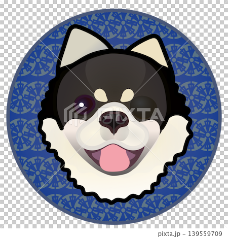 圓形背景上的博美犬臉部插圖 圓形背景上的博美犬臉部插圖 139559709