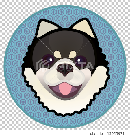 圓形背景上的博美犬臉部插圖 139559714