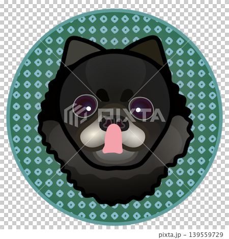 Illustration of a Pomeranian's face against a circular background 139559729
