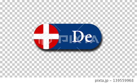 Denmark Language Button With Danish Flag Icon and 'De' Label for Website UI Denmark Language Button With Danish Flag Icon and 'De' Label for Website UI 139559968