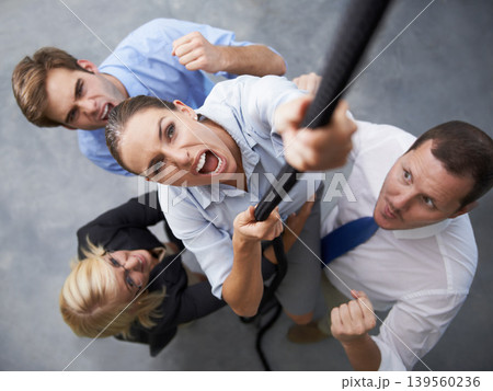 Corporate, people or woman climbing rope for career goals, target or team building cooperation with workforce support. Community, top view or worker determined with hard work, effort or group mission 139560236