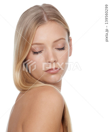 Woman, face and beauty with skincare in studio for glowing skin, wellness and dermatology on mock up. Model, person or confidence with cosmetics, collagen or keratin treatment on white background Woman, face and beauty with skincare in studio for glowing skin, wellness and dermatology on mock up. Model, person or confidence with cosmetics, collagen or keratin treatment on white background 139560299