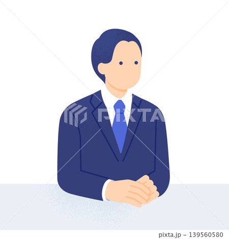 インタビューや対談で話を聞くスーツ姿の男性ビジネスマン 上半身のベクターイラスト素材 インタビューや対談で話を聞くスーツ姿の男性ビジネスマン 上半身のベクターイラスト素材 139560580