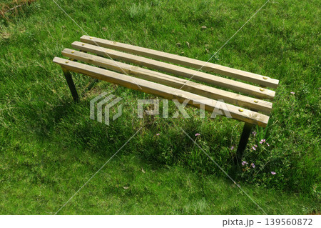 wooden bench in the park 139560872