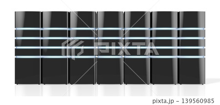 3D modern black servers with LED lights - great for topics like datacenter/ hosting/ storage etc. 139560985