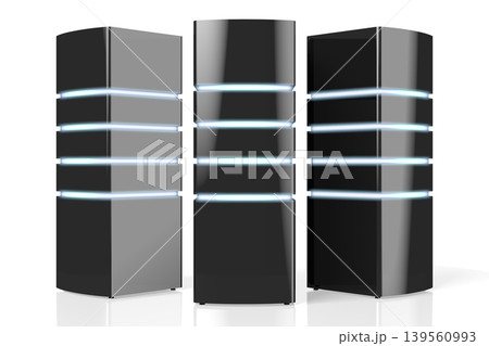 3D modern black servers with LED lights - great for topics like datacenter/ hosting/ storage etc. 139560993