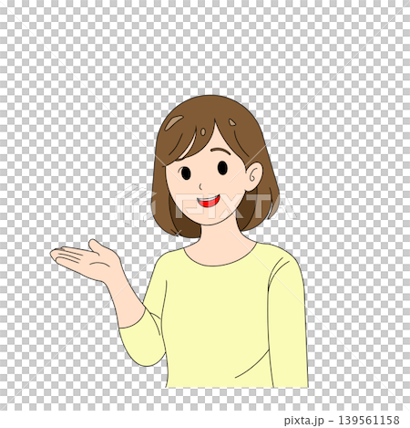 手のひらで案内する笑顔の女性イラスト 139561158
