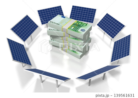 Solar panels concept - 3D illustration Solar panels concept - 3D illustration 139561631