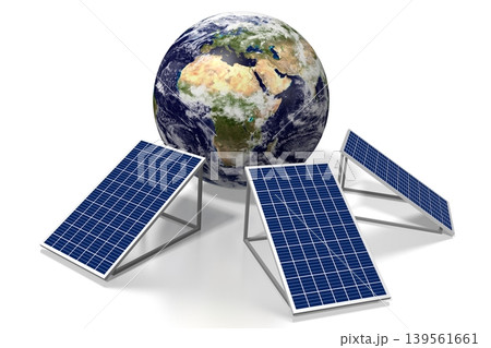 Solar panels concept - 3D illustration Solar panels concept - 3D illustration 139561661