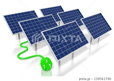 Solar panels concept - 3D illustration Solar panels concept - 3D illustration 139561790