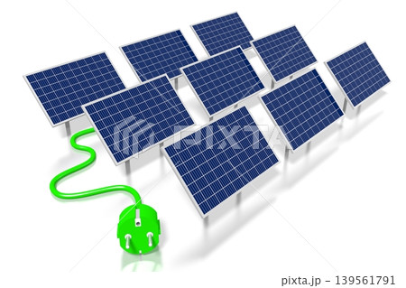 Solar panels concept - 3D illustration Solar panels concept - 3D illustration 139561791