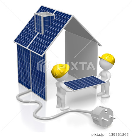 Solar panels assembly - 3D illustration Solar panels assembly - 3D illustration 139561865