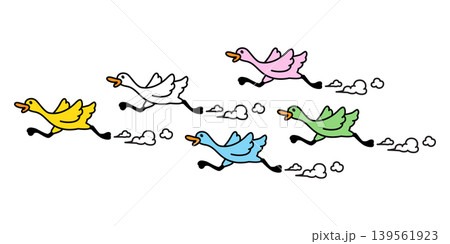 duck vector running icon cartoon bird chicken logo character symbol doodle isolated illustration design 139561923