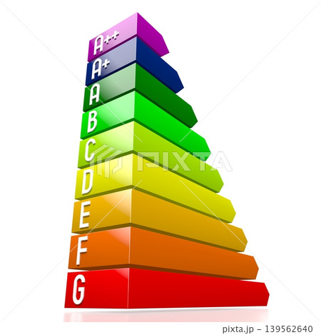 Colorful chart - power consumption, efficiency concept - 3D illustration 139562640