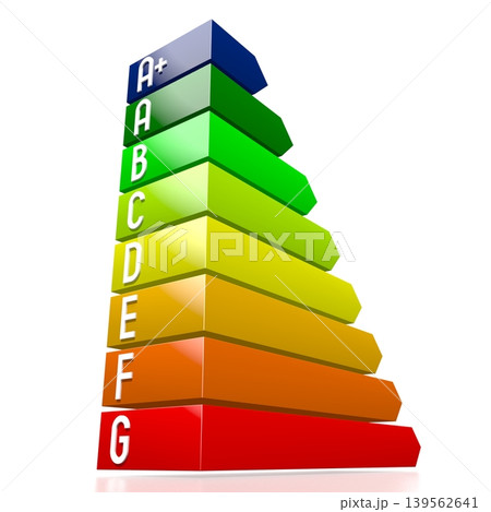 Colorful chart - power consumption, efficiency concept - 3D illustration 139562641