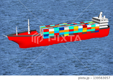 Ship with many cargo containers - 3D illustration Ship with many cargo containers - 3D illustration 139563057