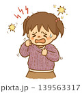 ニットのチクチクが不快で泣きそうな感覚過敏の女の子。触覚過敏や特性の理解、福祉・療育用イラスト。 139563317