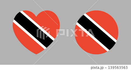 Trinidad and Tobago heart, circle flag icon, sticker. Round, heart National Trinidad and Tobago flag badge, banner set. Flag button, background. Trinidad and Tobago heart, circle flag icon, sticker. Round, heart National Trinidad and Tobago flag badge, banner set. Flag button, background. 139563563