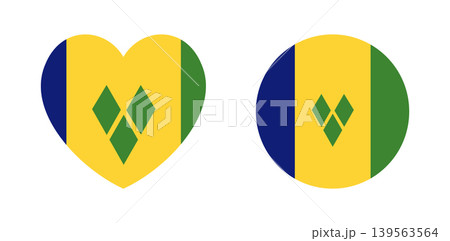 Saint Vincent and the Grenadines heart, circle flag badge, sticker. Set of National round, heart flag button, banner of Saint Vincent and the Grenadines. Flag icon, background. Saint Vincent and the Grenadines heart, circle flag badge, sticker. Set of National round, heart flag button, banner of Saint Vincent and the Grenadines. Flag icon, background. 139563564