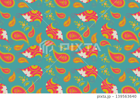 Yellow and Red Vector Paisley seamless pattern. Yellow and Red Vector Paisley seamless pattern. 139563640