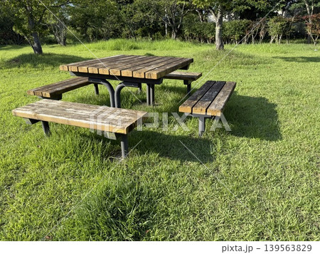 緑豊かな公園のベンチ 緑豊かな公園のベンチ 139563829