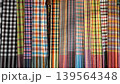 Colorful Thai traditional checkered patterns hanging in a row 139564348