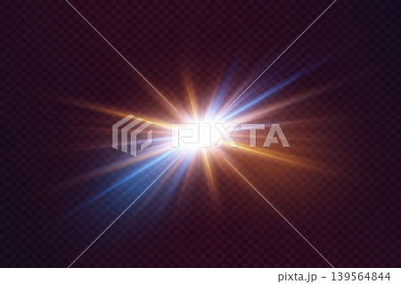Bright star burst light effect emitting blue and gold glowing rays on dark background Bright star burst light effect emitting blue and gold glowing rays on dark background 139564844