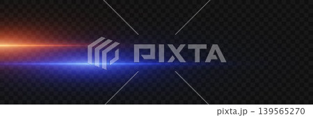 Dynamic light effect with contrasting orange and blue glowing horizontal lines Dynamic light effect with contrasting orange and blue glowing horizontal lines 139565270