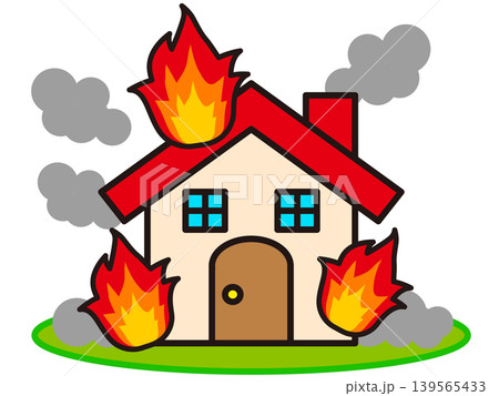 火事で燃える家のイラスト素材 139565433